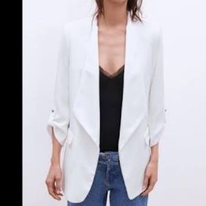 Zara White Open Front Blazer NWT